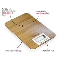Terraillon 147491 Küchenwaage 3kg Bamboo 3